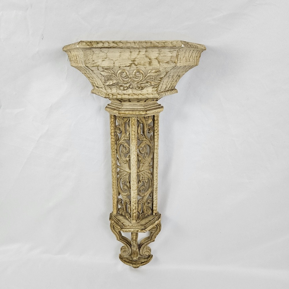 Vintage Gold Syroco Wall Sconce Pocket Planter Ornate 21" Hollywood Regency MCM